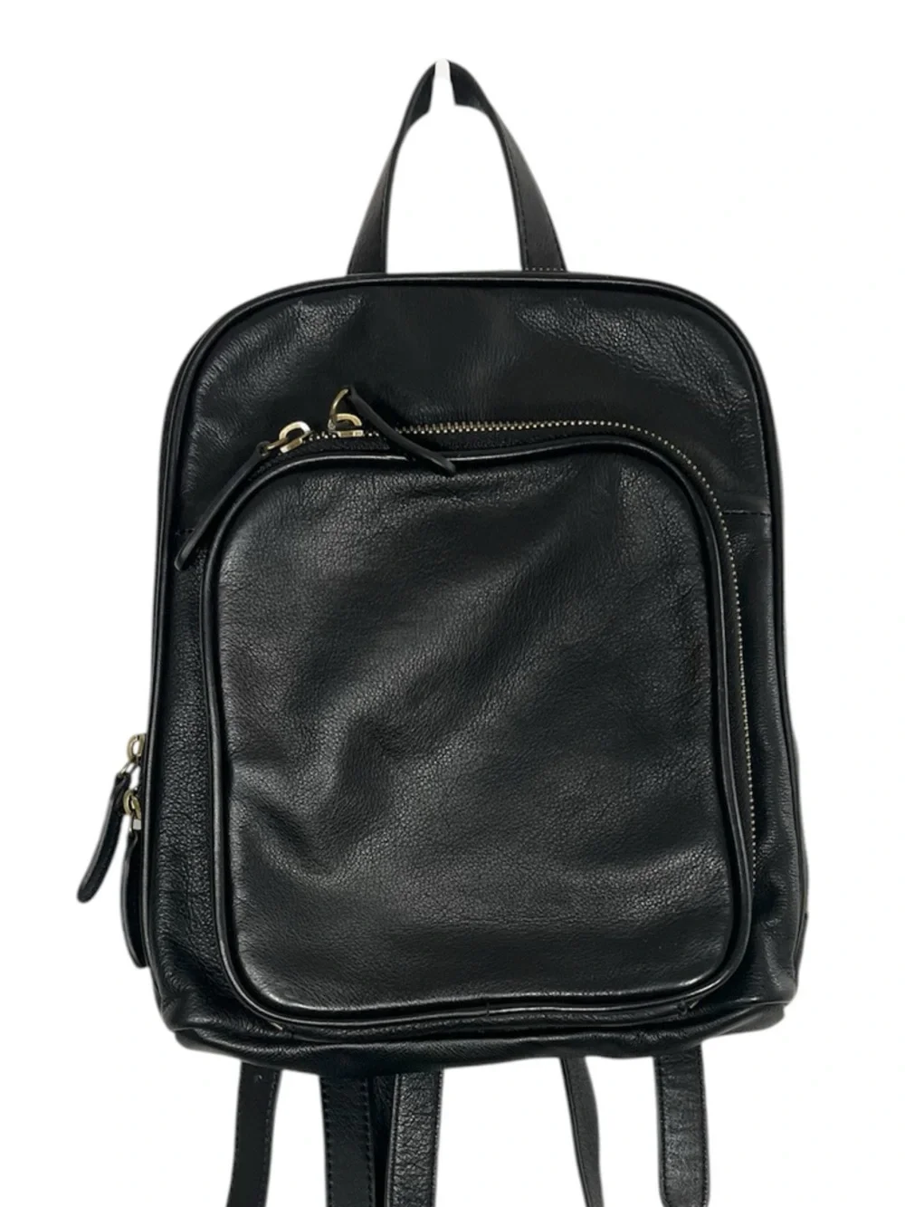 Margot Mini Backpack Black Soft Pebble Leather Moto Zip Around Pockets